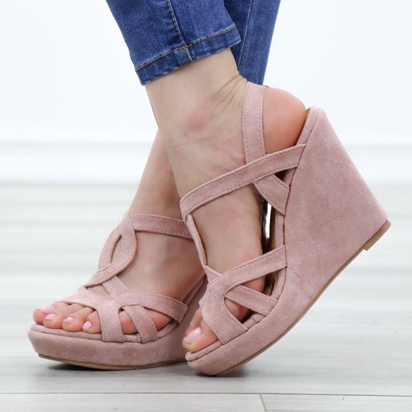 Faux Suede Wedge Heel Sandals - Picture 9 of 12